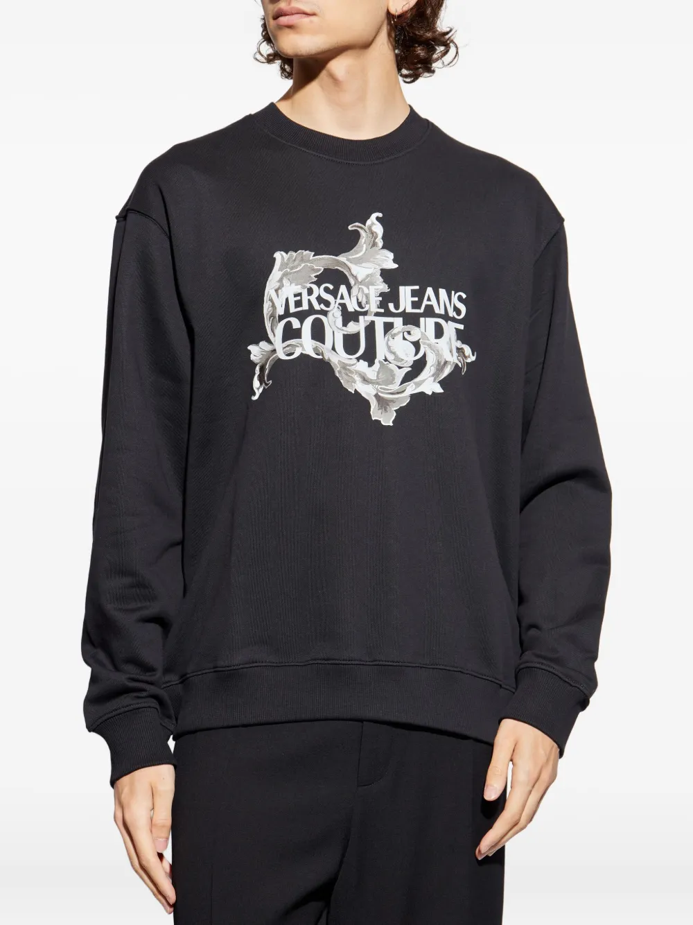 Versace Jeans Couture Sweater met bloemenprint en logoprint Zwart