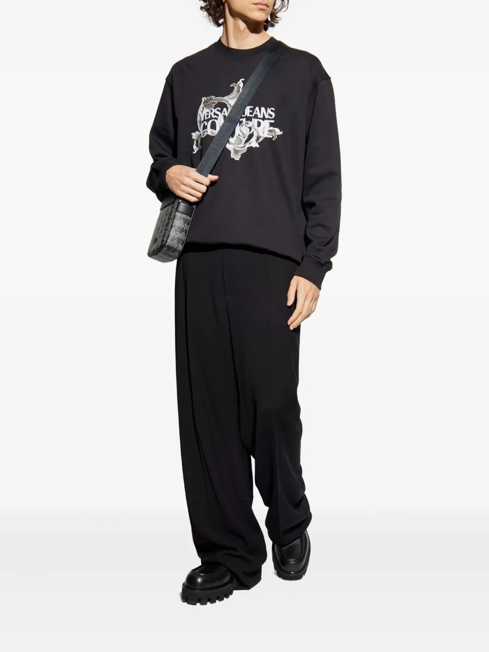 Versace Jeans Couture Sweater met bloemenprint en logoprint Zwart