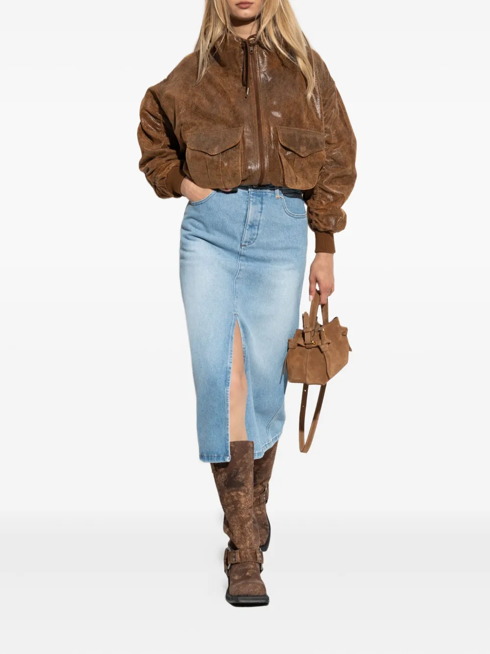 Apc Front-slit Denim Skirt In Blue