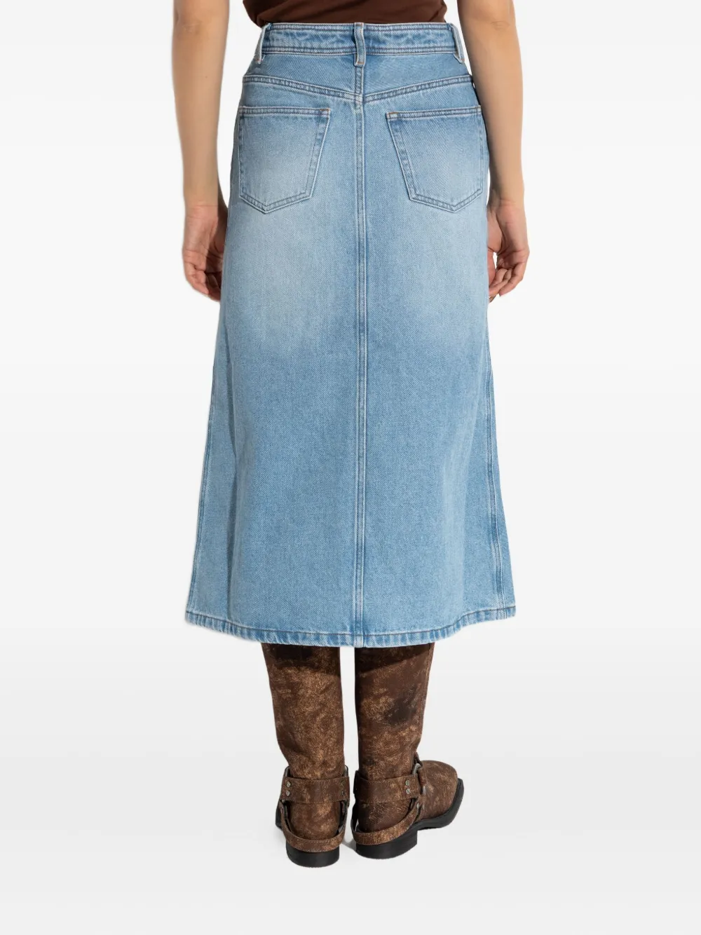 Apc Front-slit Denim Skirt In Blue