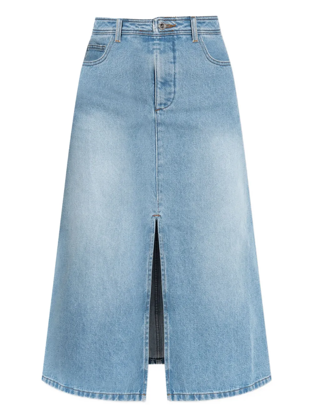 Apc Front-slit Denim Skirt In Blue