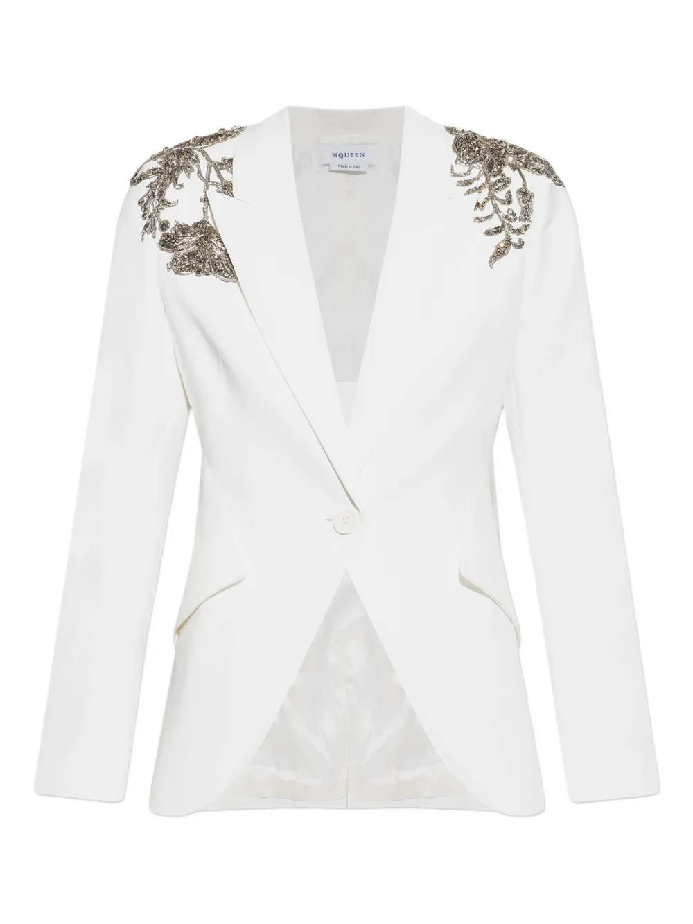 Alexander McQueen embellished shoulder blazer - ホワイト Alexander McQueen embellished shoulder blazer - ホワイト