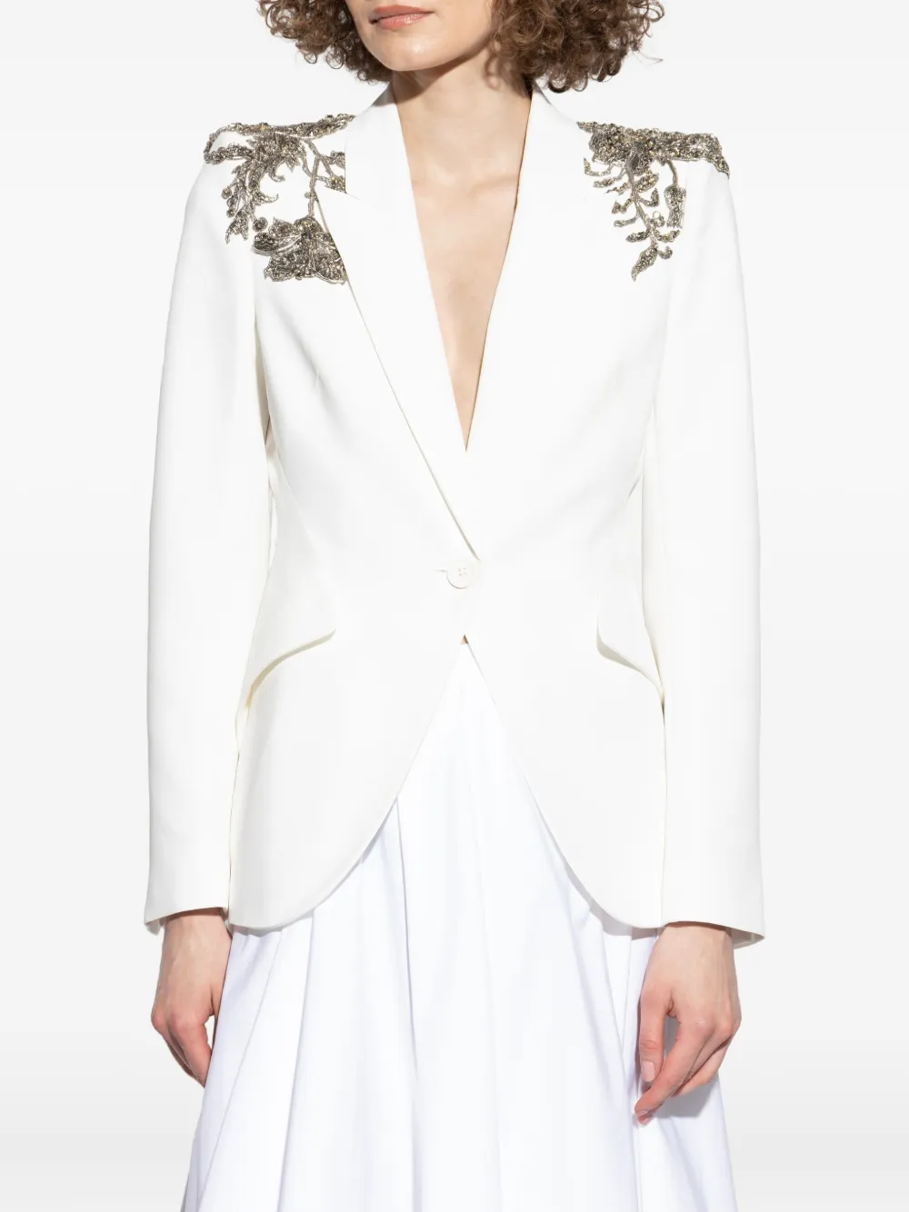 Alexander McQueen embellished shoulder blazer Wit