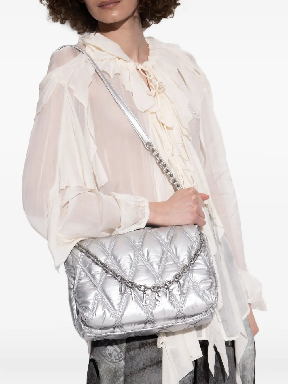 Diesel Charm-D kleine schoudertas - Grijs