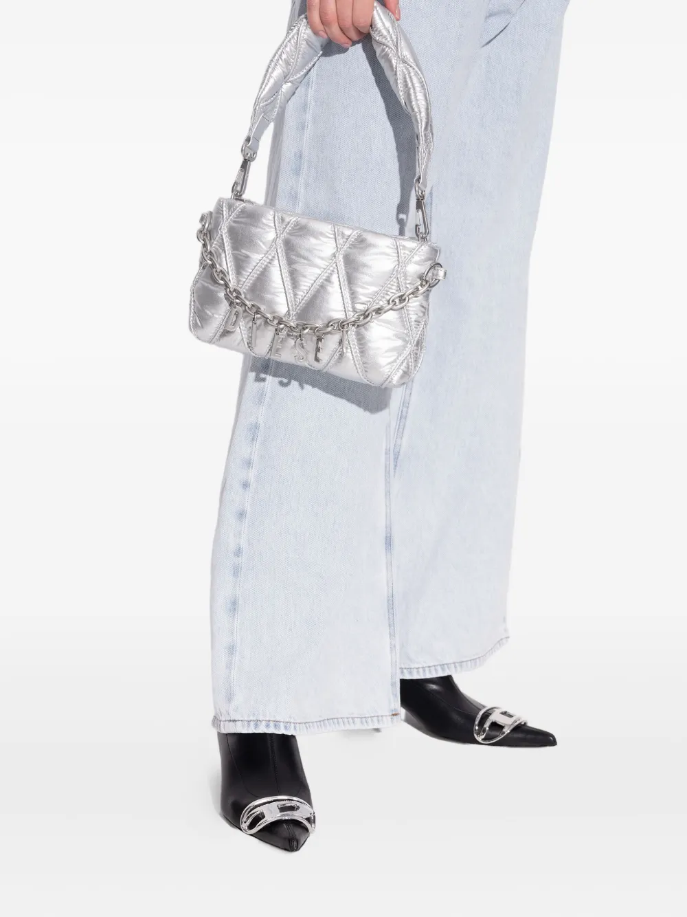 Diesel Charm-D quilted clutch bag - Grijs