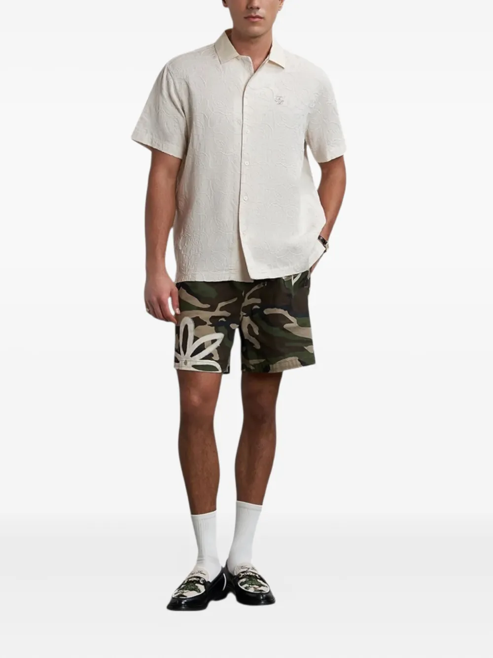 Filling Pieces Shorts met camouflageprint - Groen