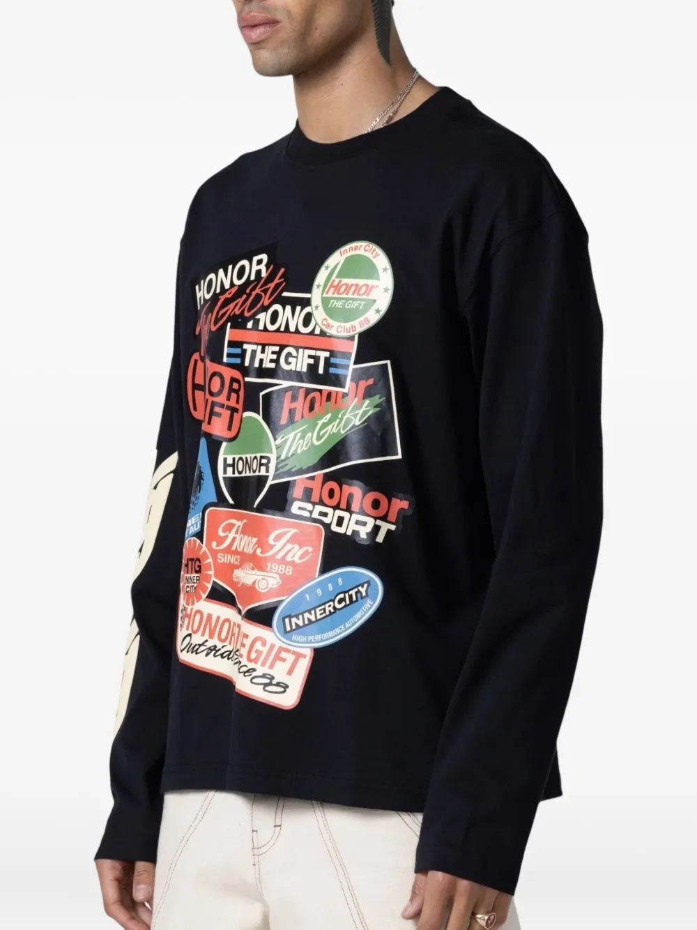 Honor The Gift Fuel graphic-print long-sleeve T-shirt Zwart