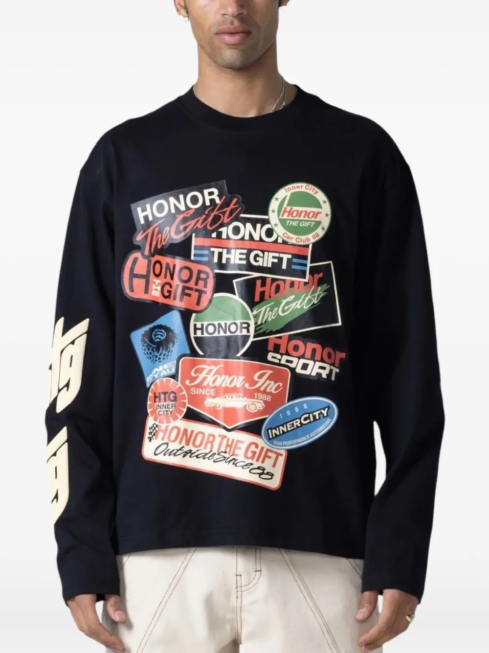 Honor The Gift Fuel graphic-print long-sleeve T-shirt Zwart