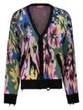 MOTR floral-pattern frayed cardigan - Black
