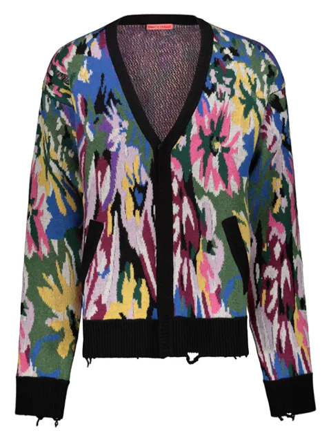 MOTR floral-pattern frayed cardigan