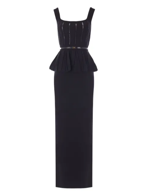Elisabetta Franchi Red Carpet pleated-peplum knit maxi dress