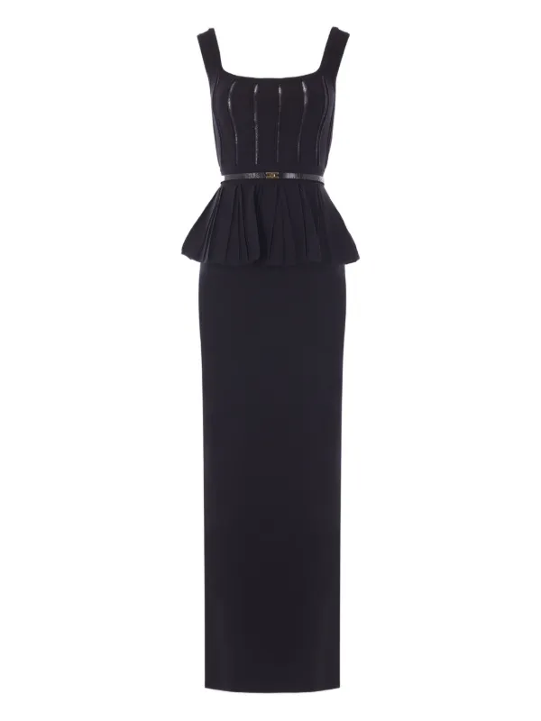 Elisabetta Franchi Red Carpet pleated-peplum Knit Maxi Dress | Black |  FARFETCH BH