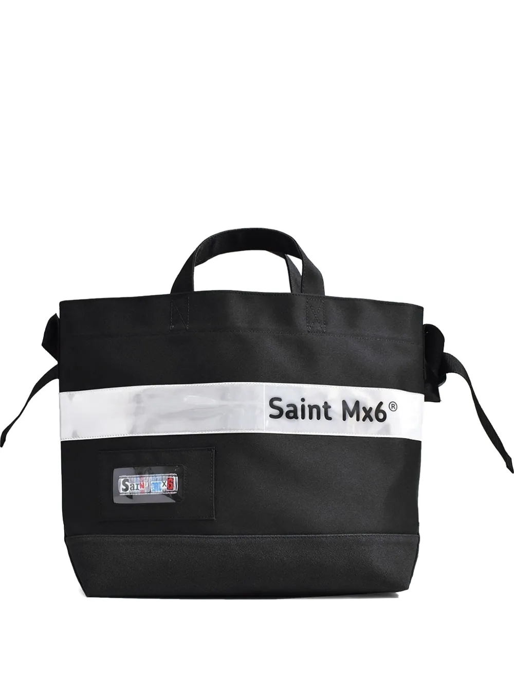 SAINT MXXXXXX logo-stripe tote bag | Black | Image 1