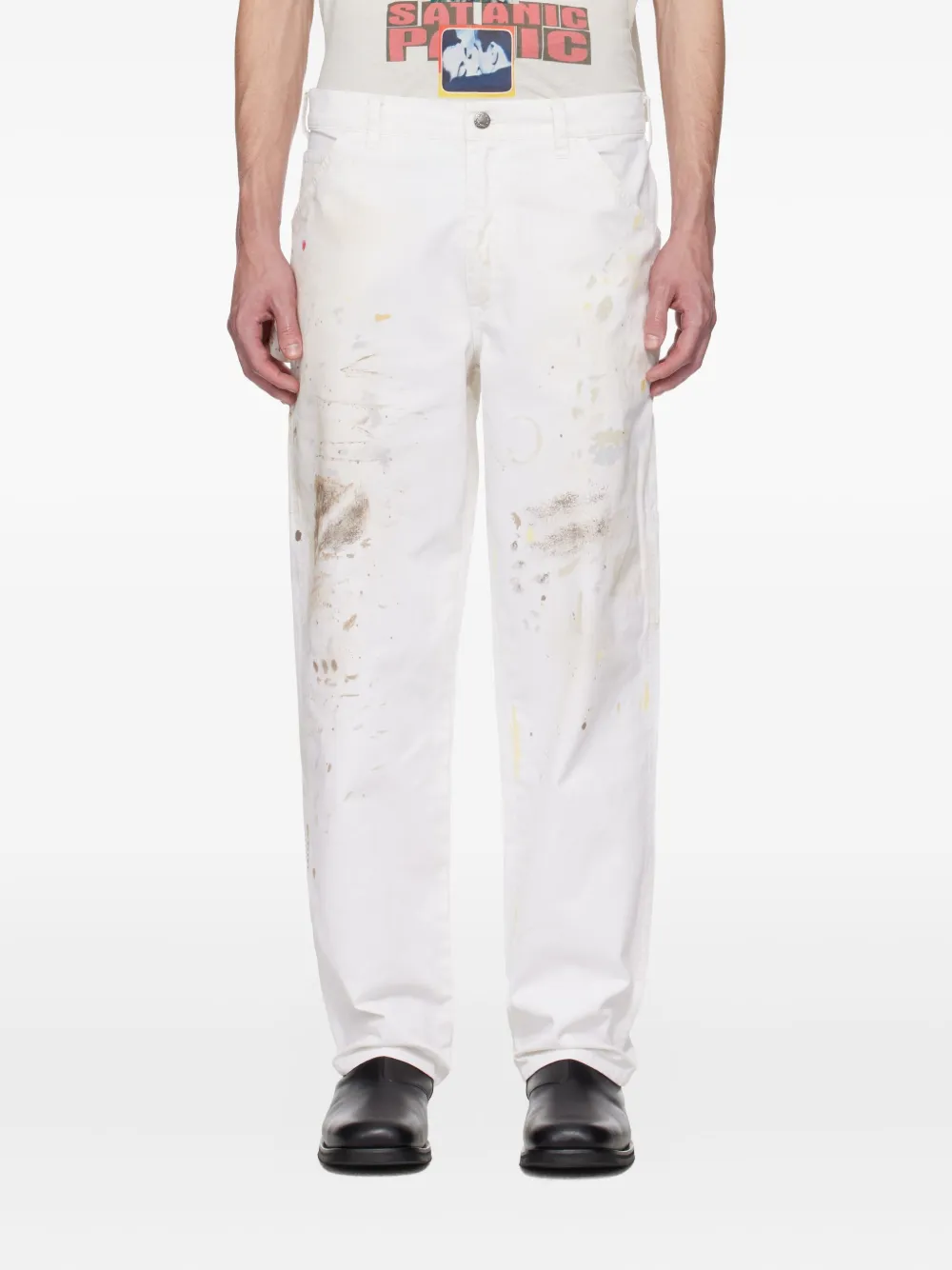 Paly Paint-splatter Trousers In White