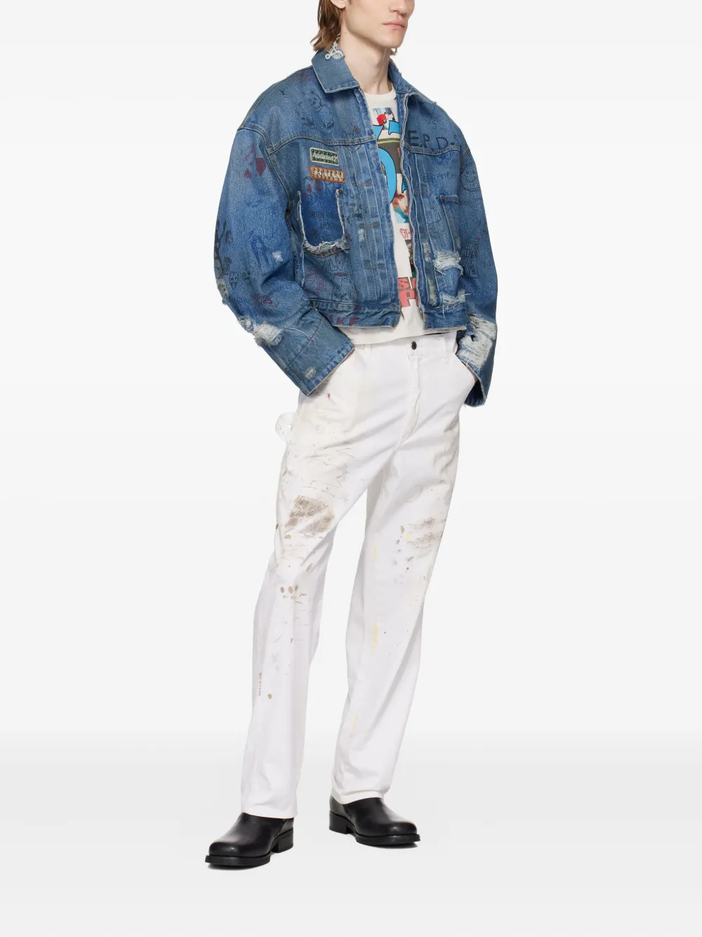 Paly paint-splatter trousers - Wit
