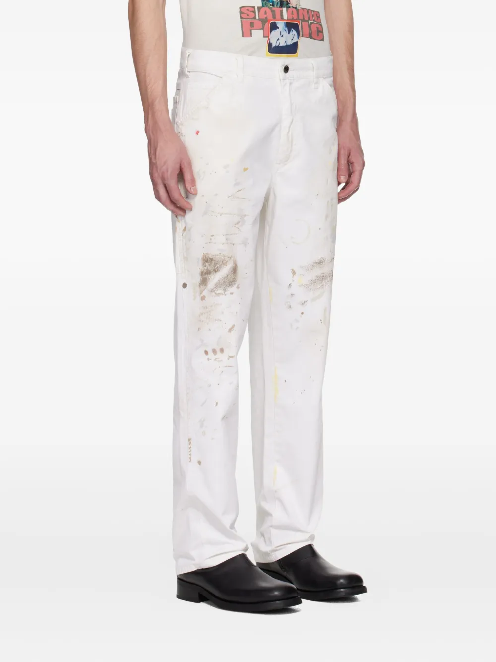 Paly Paint-splatter Trousers In White