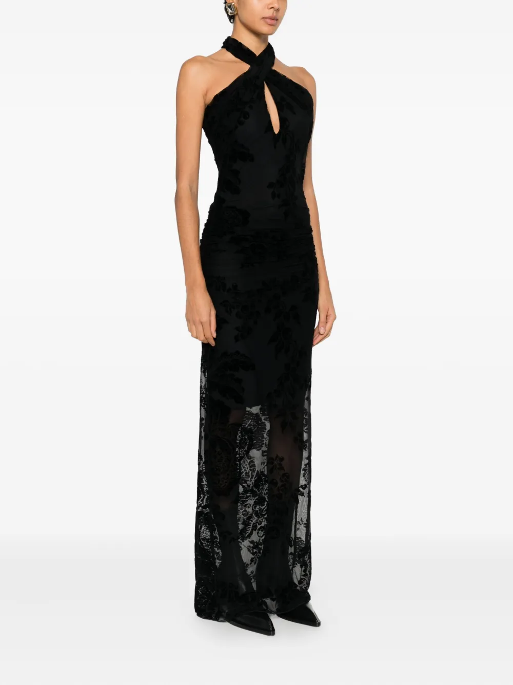 PINKO Halterjurk met bloemenprint Zwart