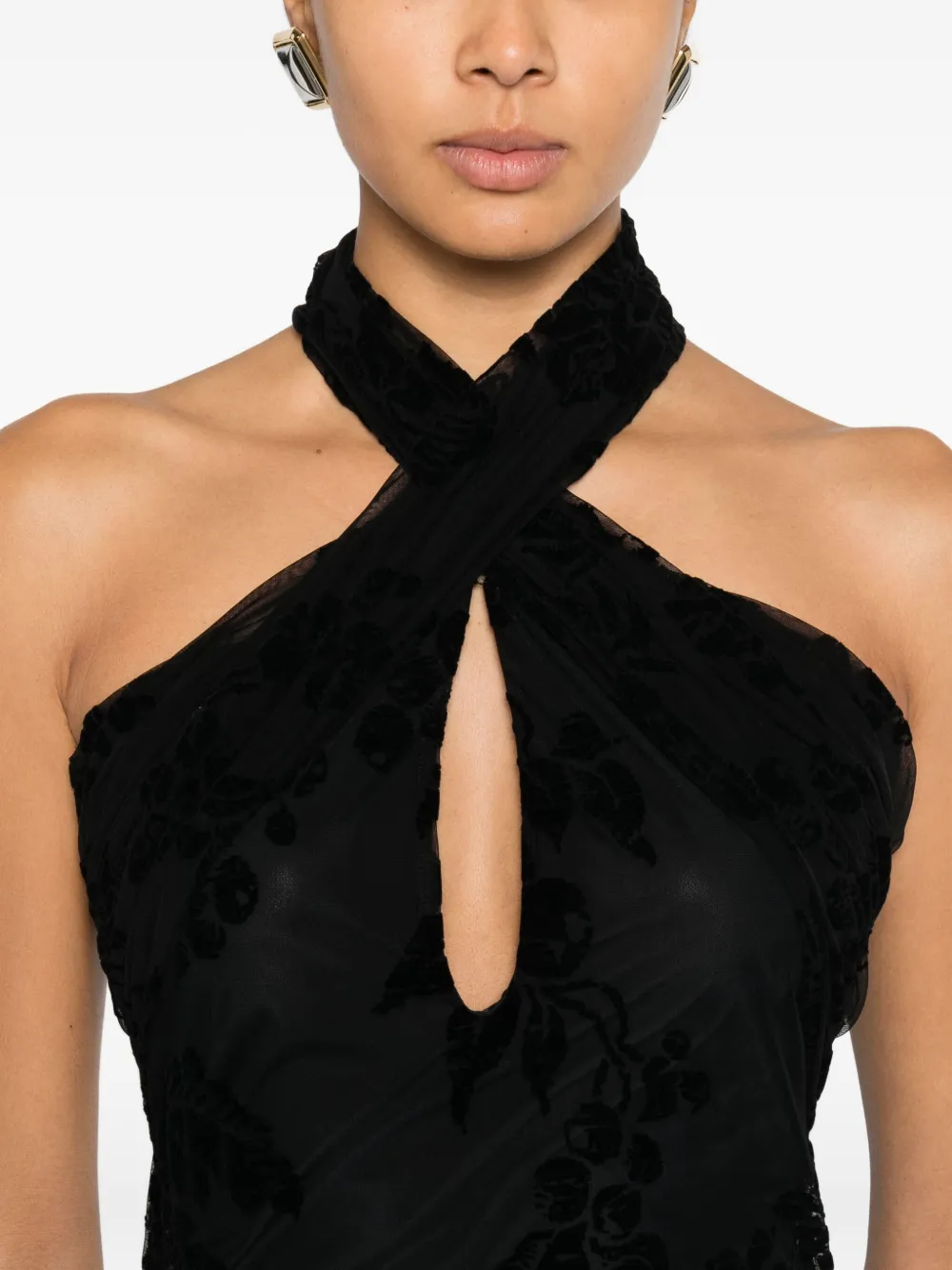 PINKO Halterjurk met bloemenprint Zwart