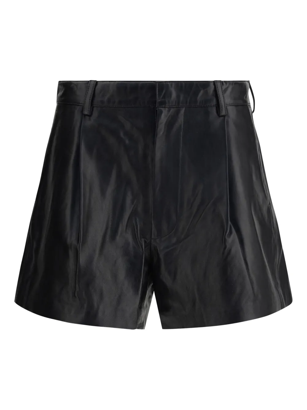 pleated leather shorts