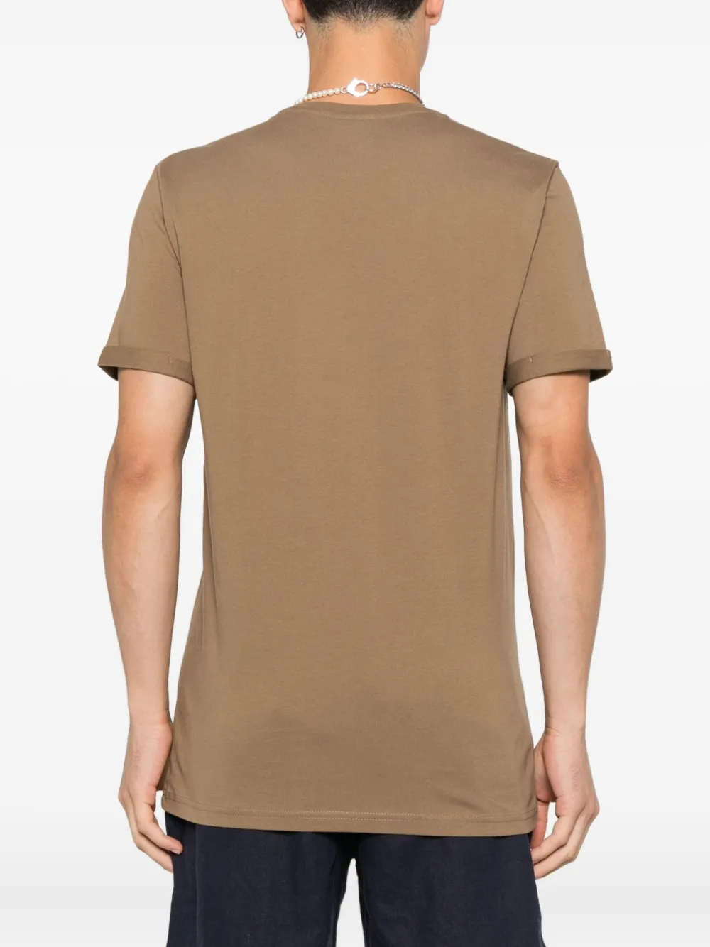 Les Deux T-shirt van biologisch katoen met contrast Bruin