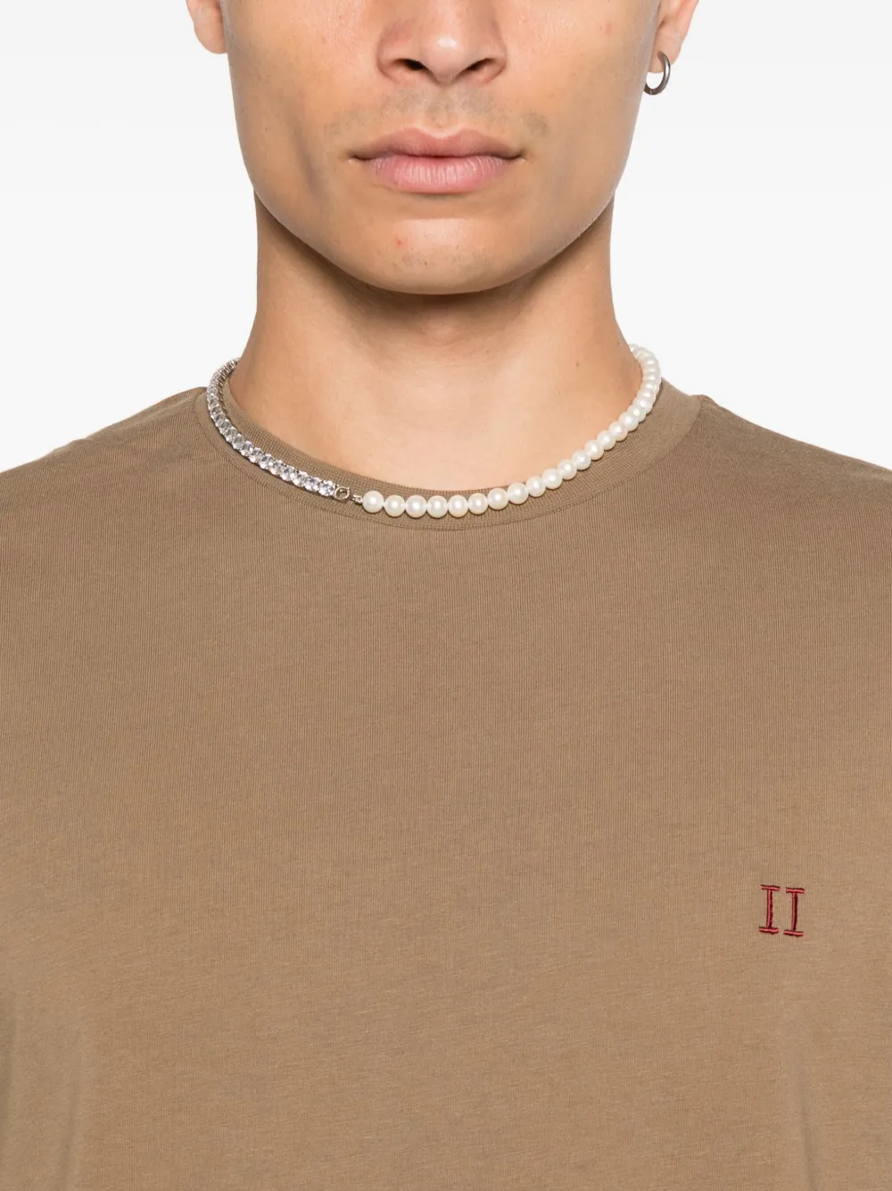 Les Deux T-shirt van biologisch katoen met contrast Bruin