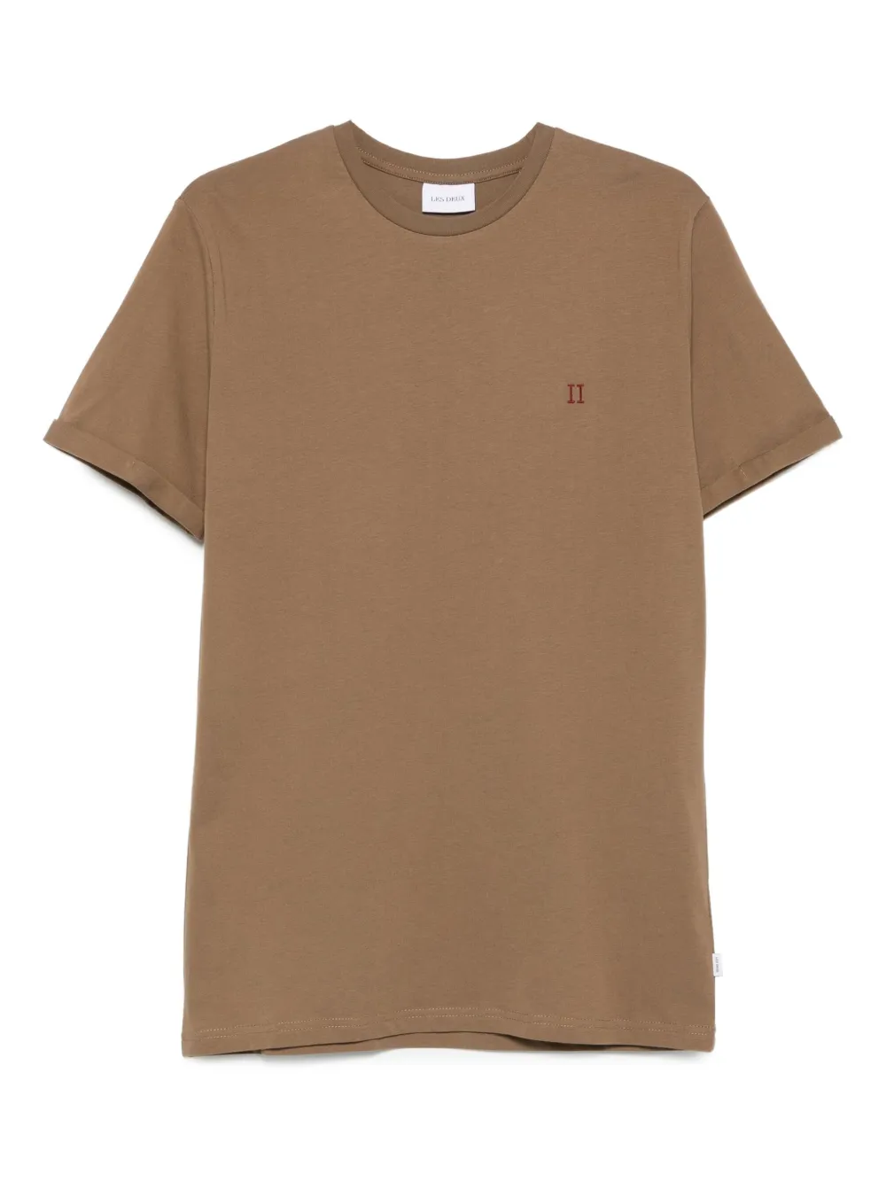 Les Deux contrast organic cotton t-shirt | Brown | Image 1