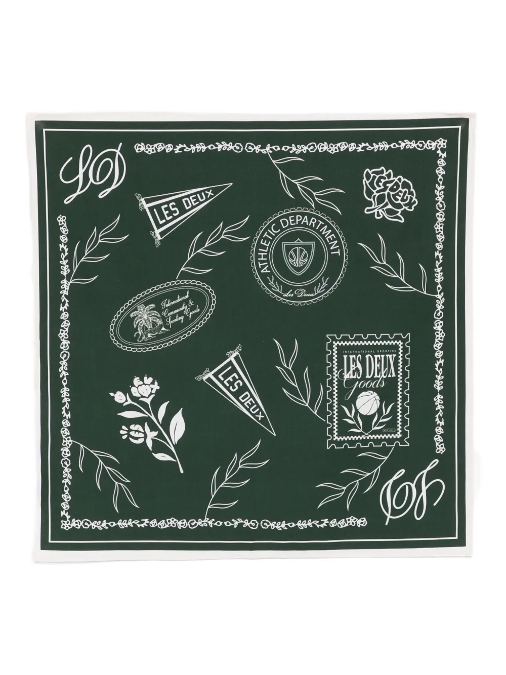 Les Deux printed cotton neckerchief | Green | Image 1