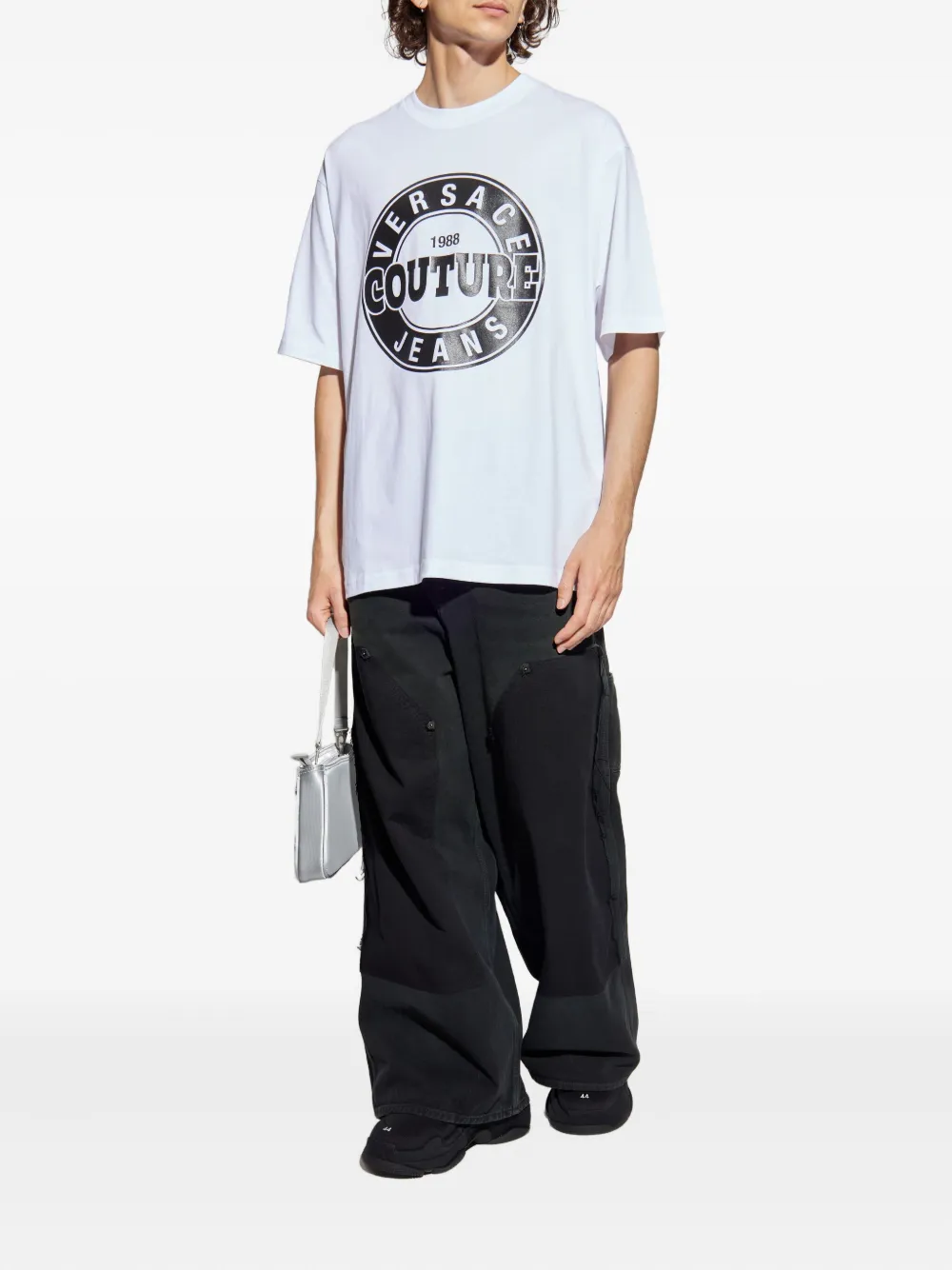 Versace Jeans Couture Katoenen T-shirt met logoprint - Wit