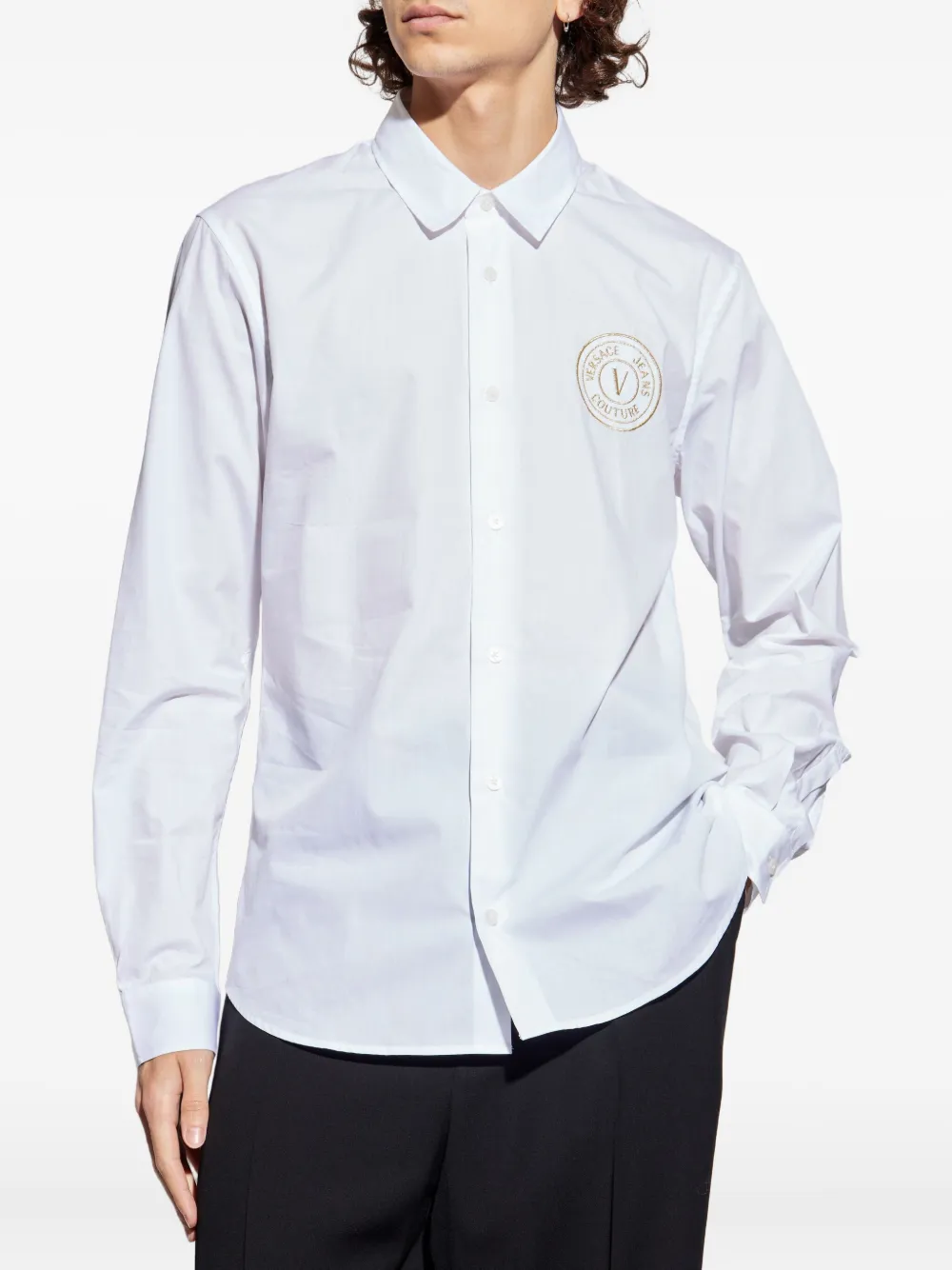 Versace Jeans Couture Overhemd met geborduurd logo Wit