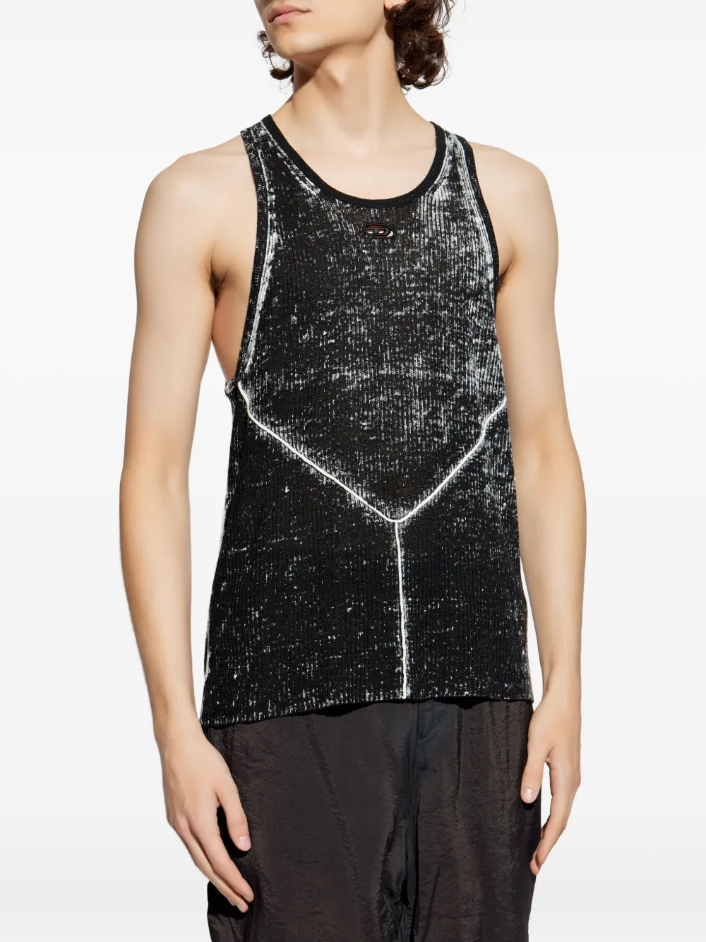 Diesel K-Rick embroidered-detail linen top Zwart