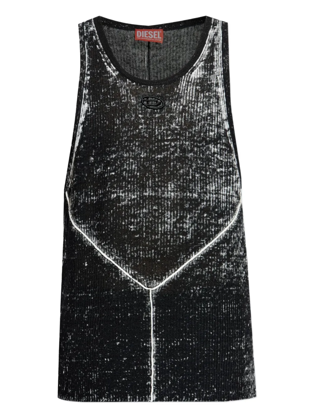Diesel K-Rick embroidered-detail linen top Zwart