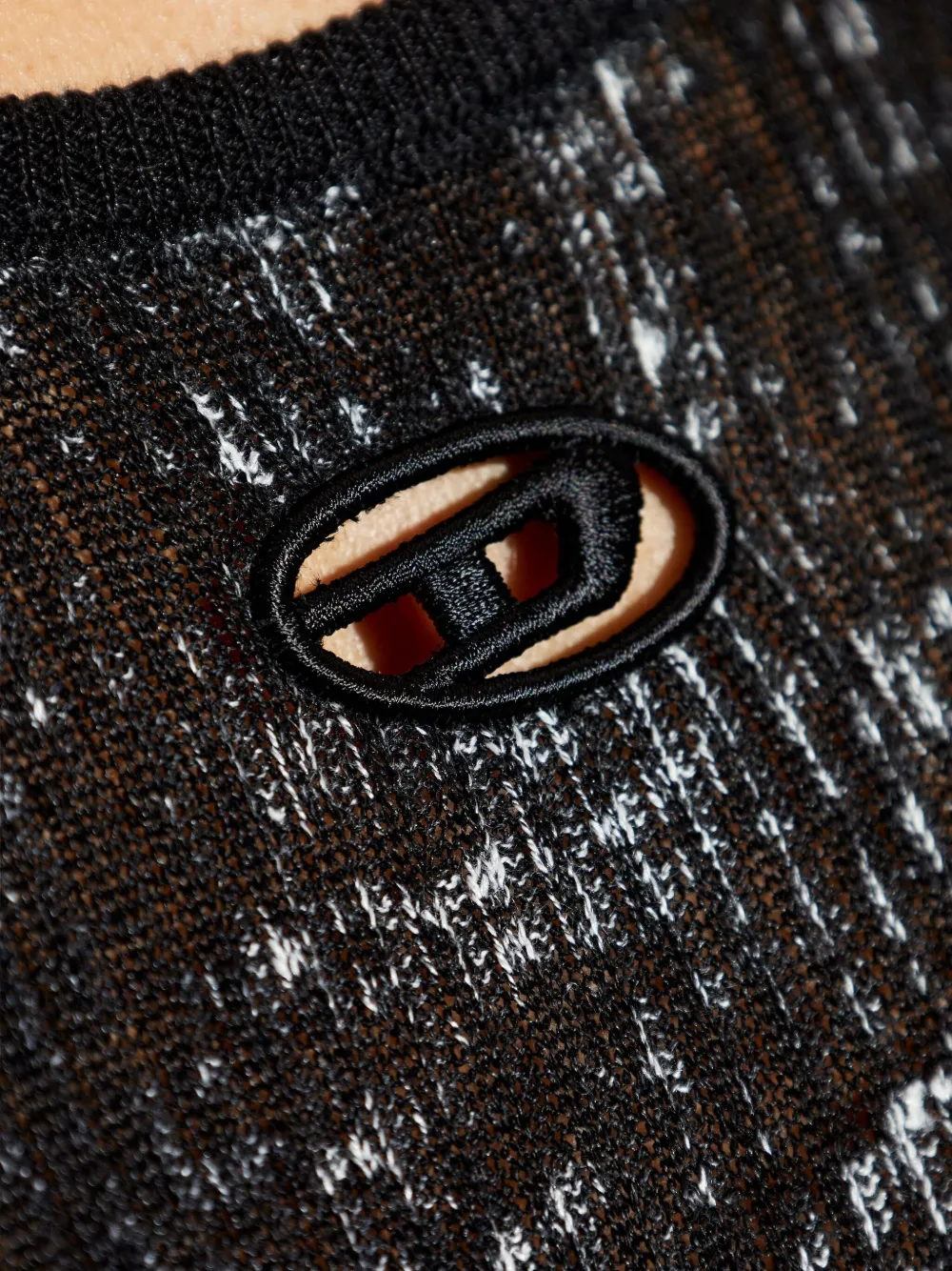 Diesel K-Rick linnen top met geborduurd detail Zwart
