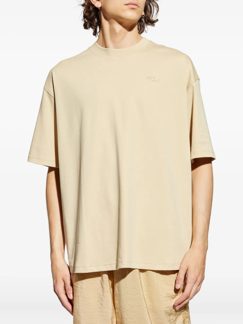 Diesel T-shirt met geborduurd logo Beige