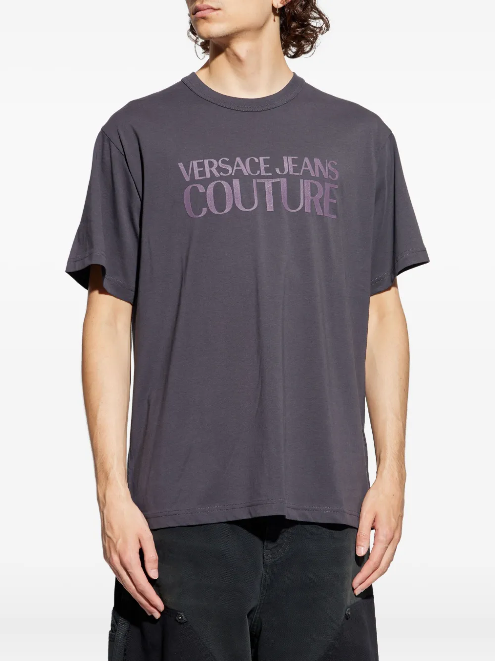 Versace Jeans Couture T-shirt met logoprint Paars