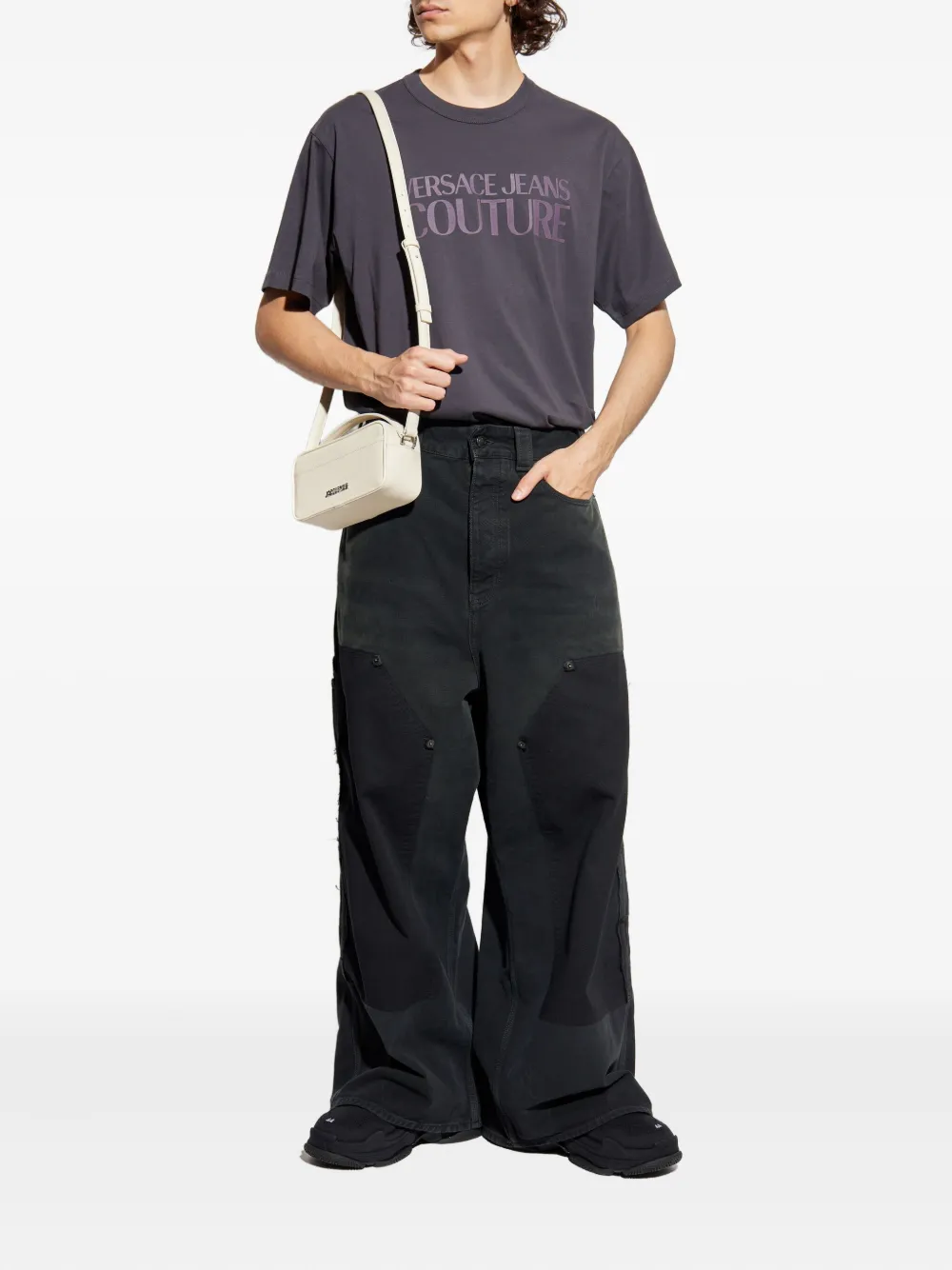 Versace Jeans Couture T-shirt met logoprint Paars