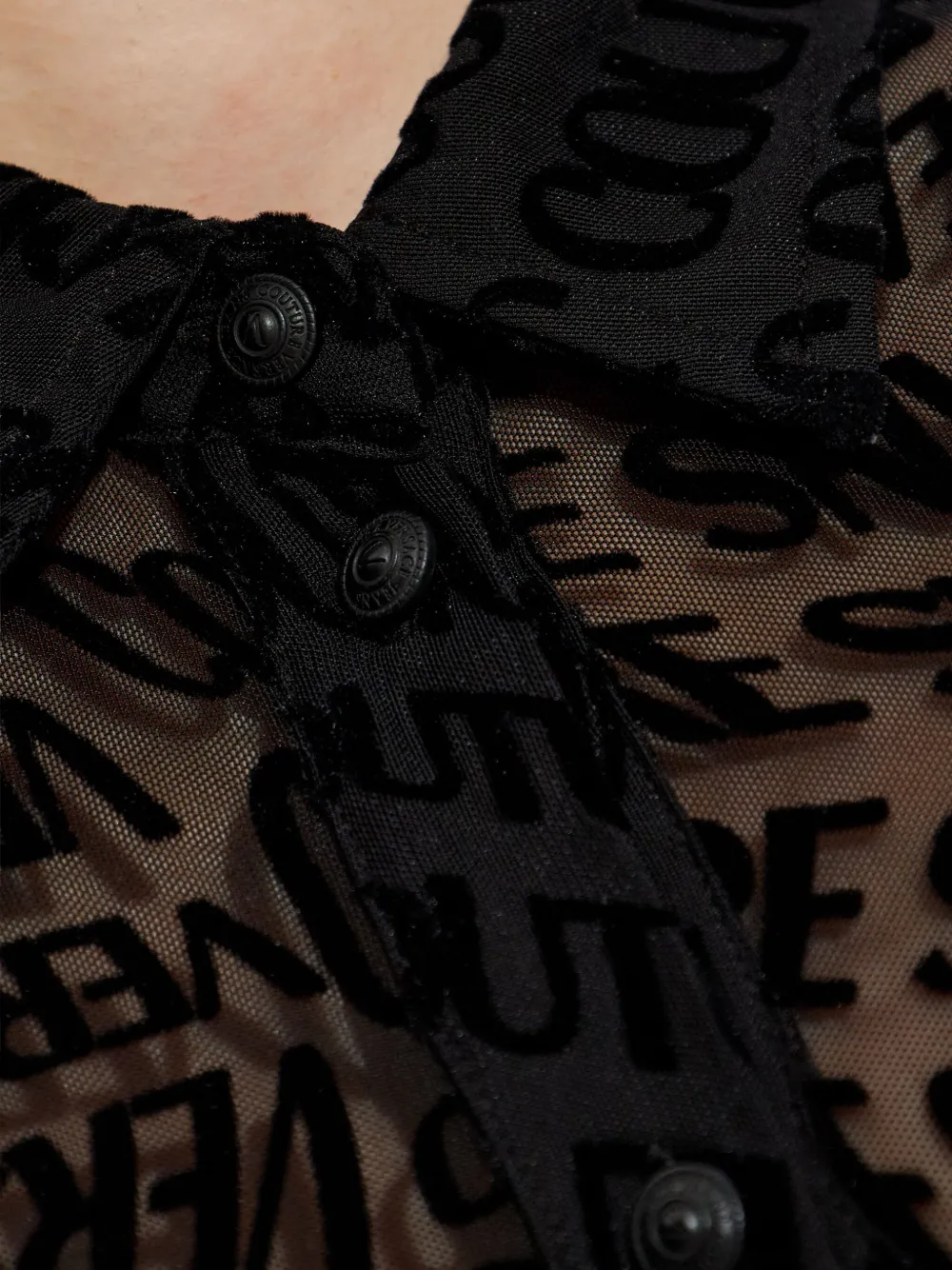 Versace Jeans Couture logo-lettering sheer shirt Zwart