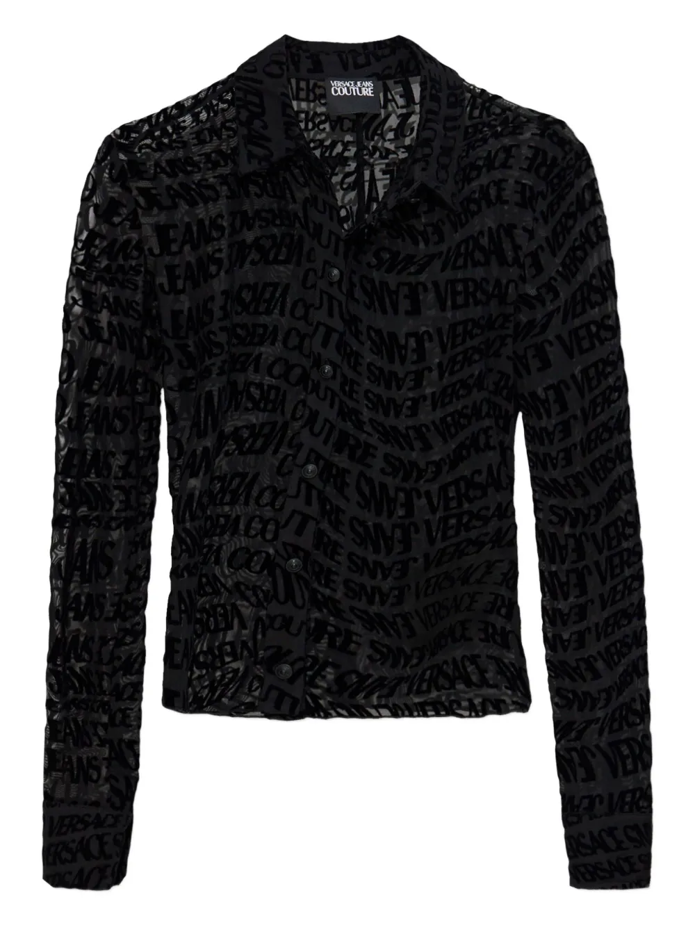 Versace Jeans Couture logo-lettering sheer shirt Zwart