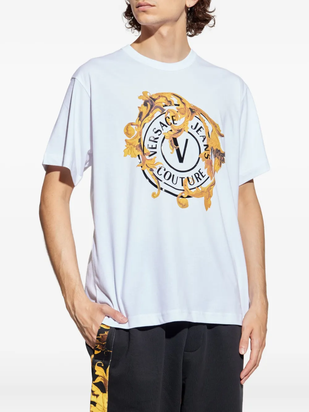 Versace Jeans Couture T-shirt met barokprint en logoprint Wit
