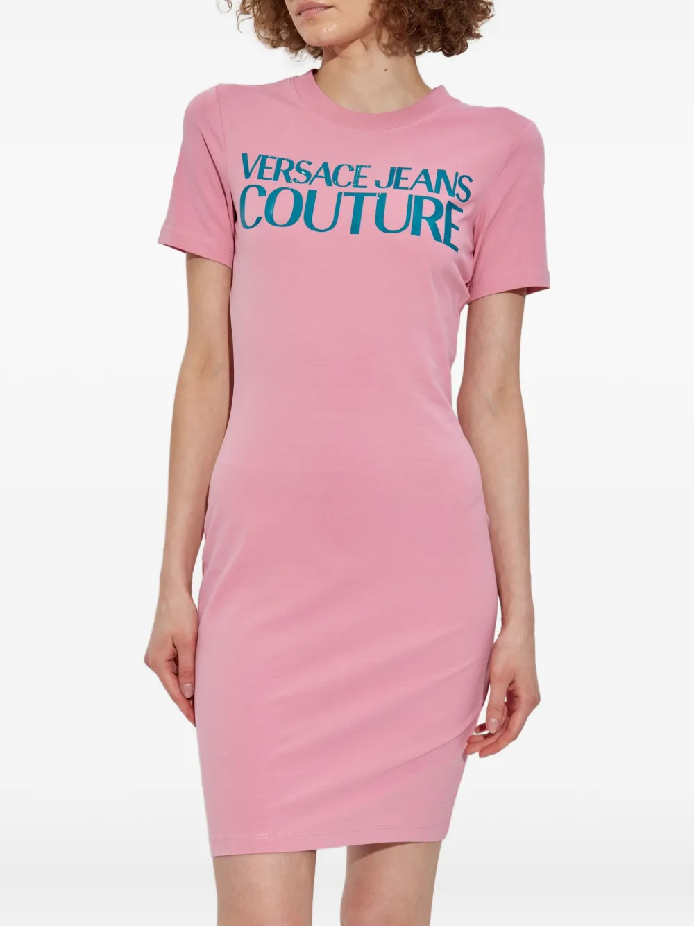 Versace Jeans Couture logo-print T-shirt dress Roze