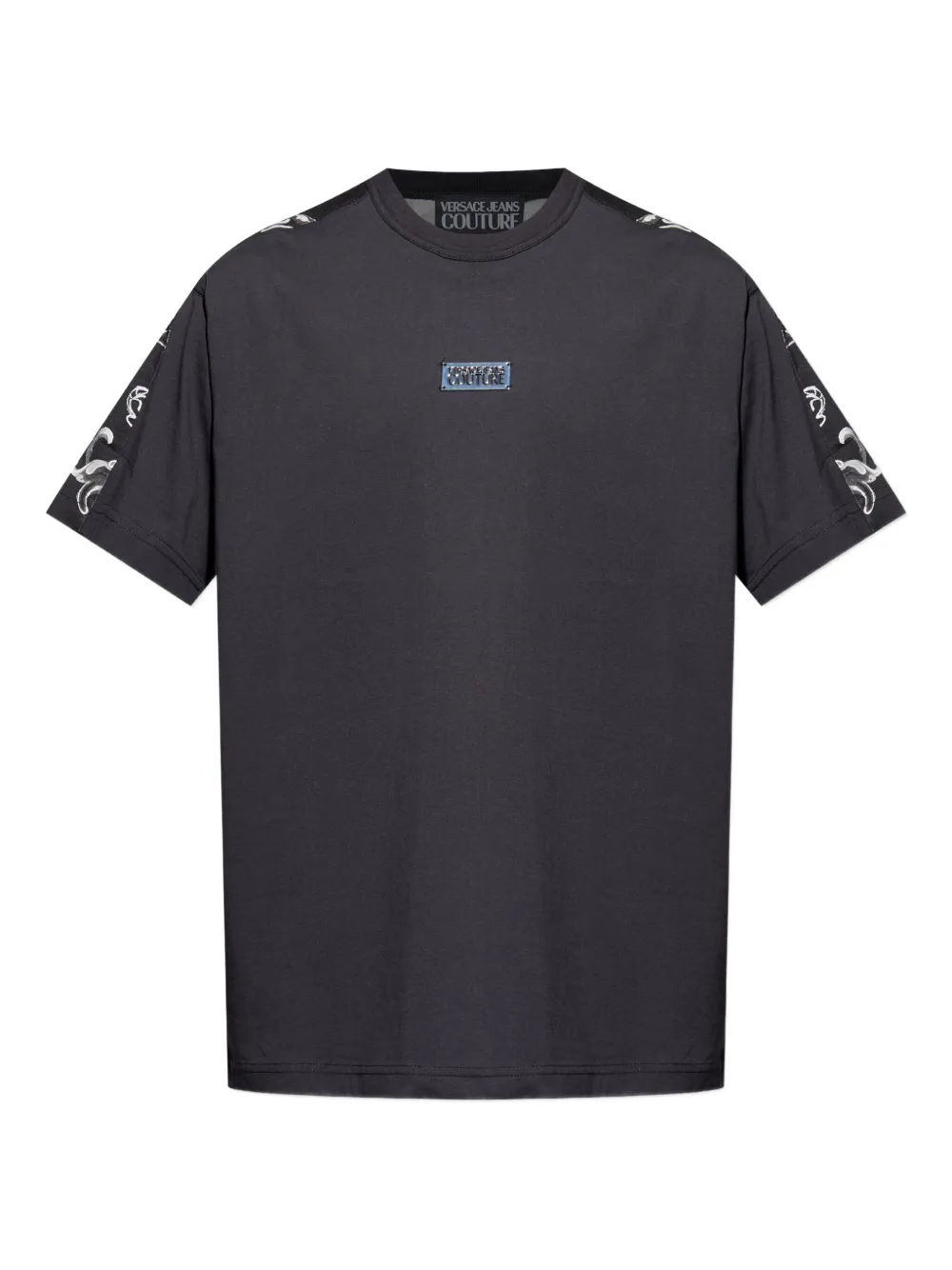 Versace Jeans Couture baroque-print sleeve-detail t-shirt - ブラック Versace Jeans Couture baroque-print sleeve-detail t-shirt - ブラック
