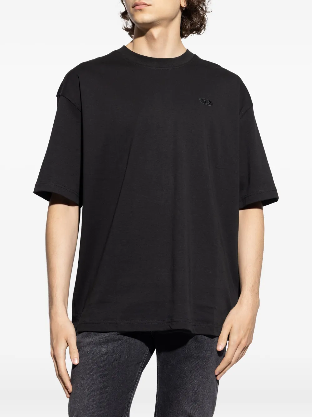 Diesel T-Boggy-T3 T-shirt met geborduurd logo Zwart