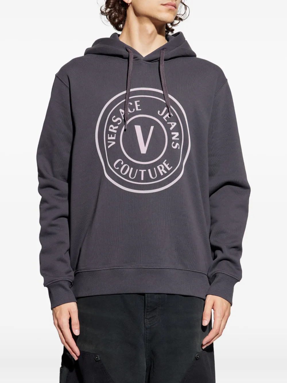 Versace Jeans Couture Hoodie met verfraaid logo Grijs