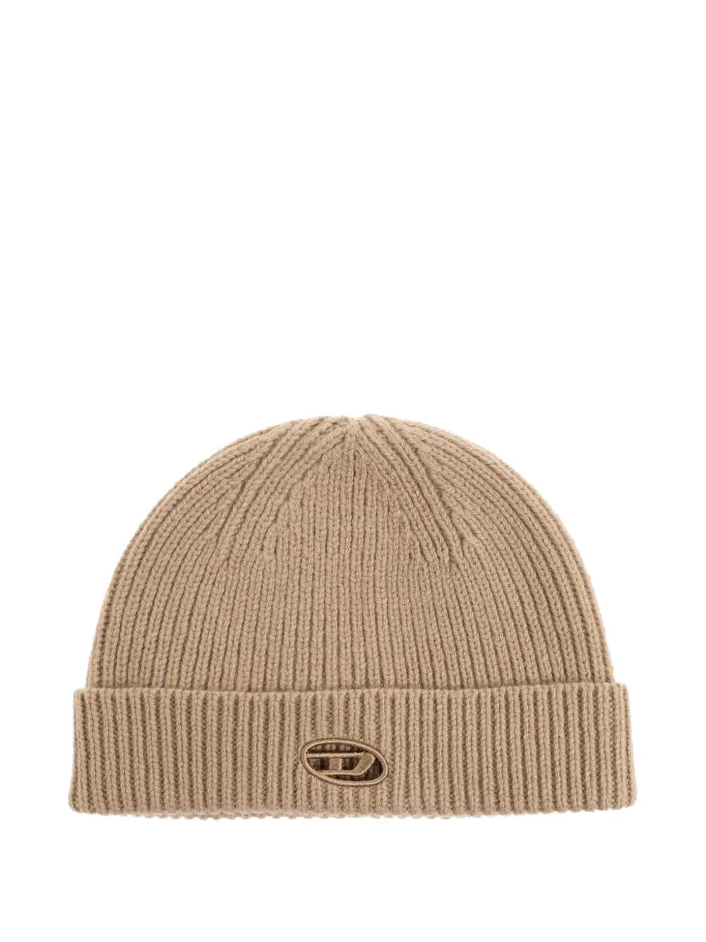 logo-plaque ribbed beanie