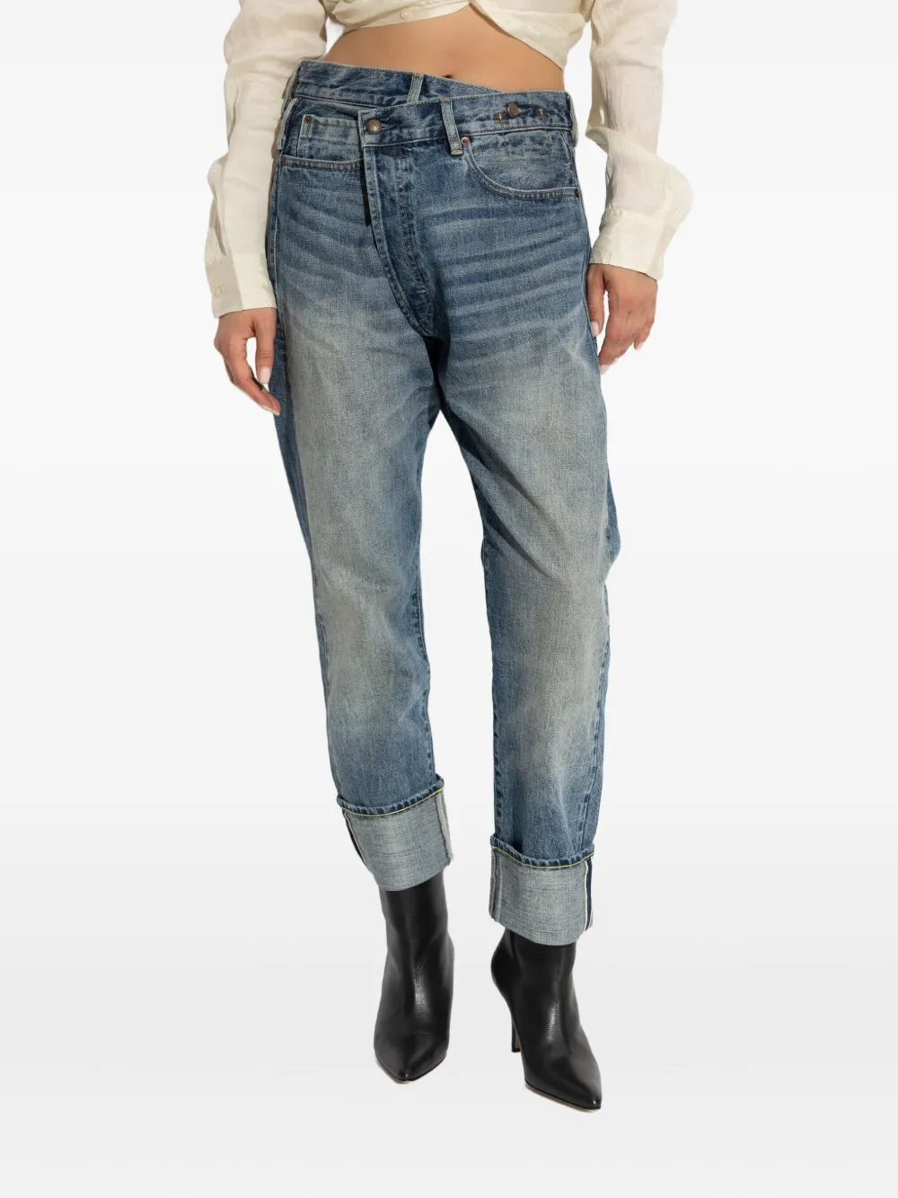 R13 crossover-waist jeans Blauw