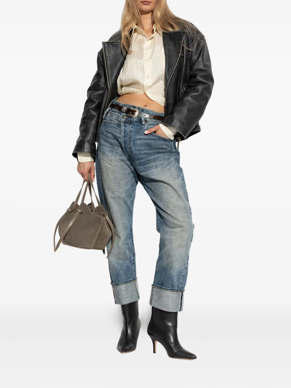 R13 crossover-waist jeans Blauw