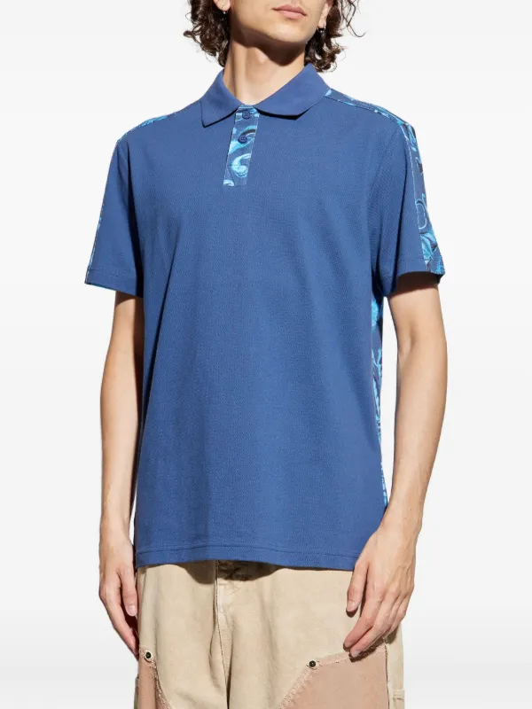 Versace Jeans Couture Baroque-print Polo Shirt Blue FARFETCH VN