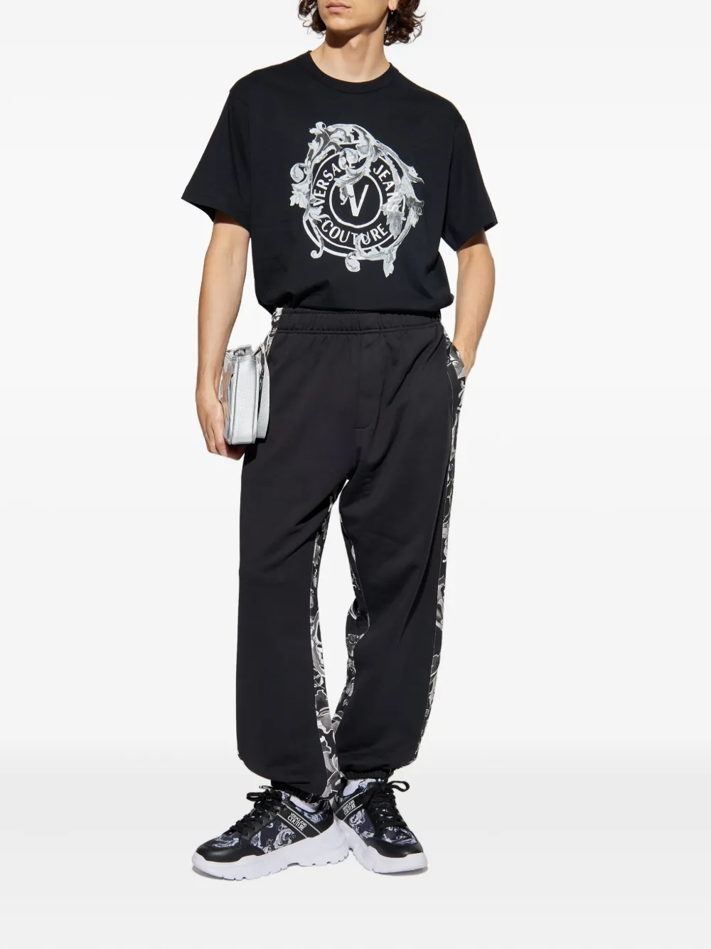 Versace Jeans Couture Broek met bloemenvlakken Zwart