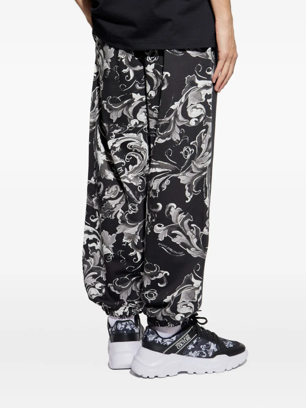 Versace Jeans Couture Broek met bloemenvlakken Zwart