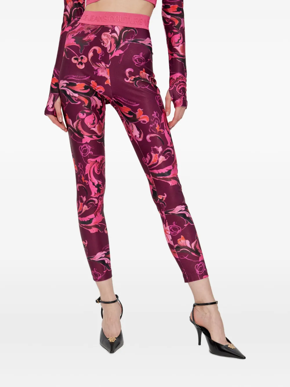 Versace Jeans Couture Barocco-print leggings Roze