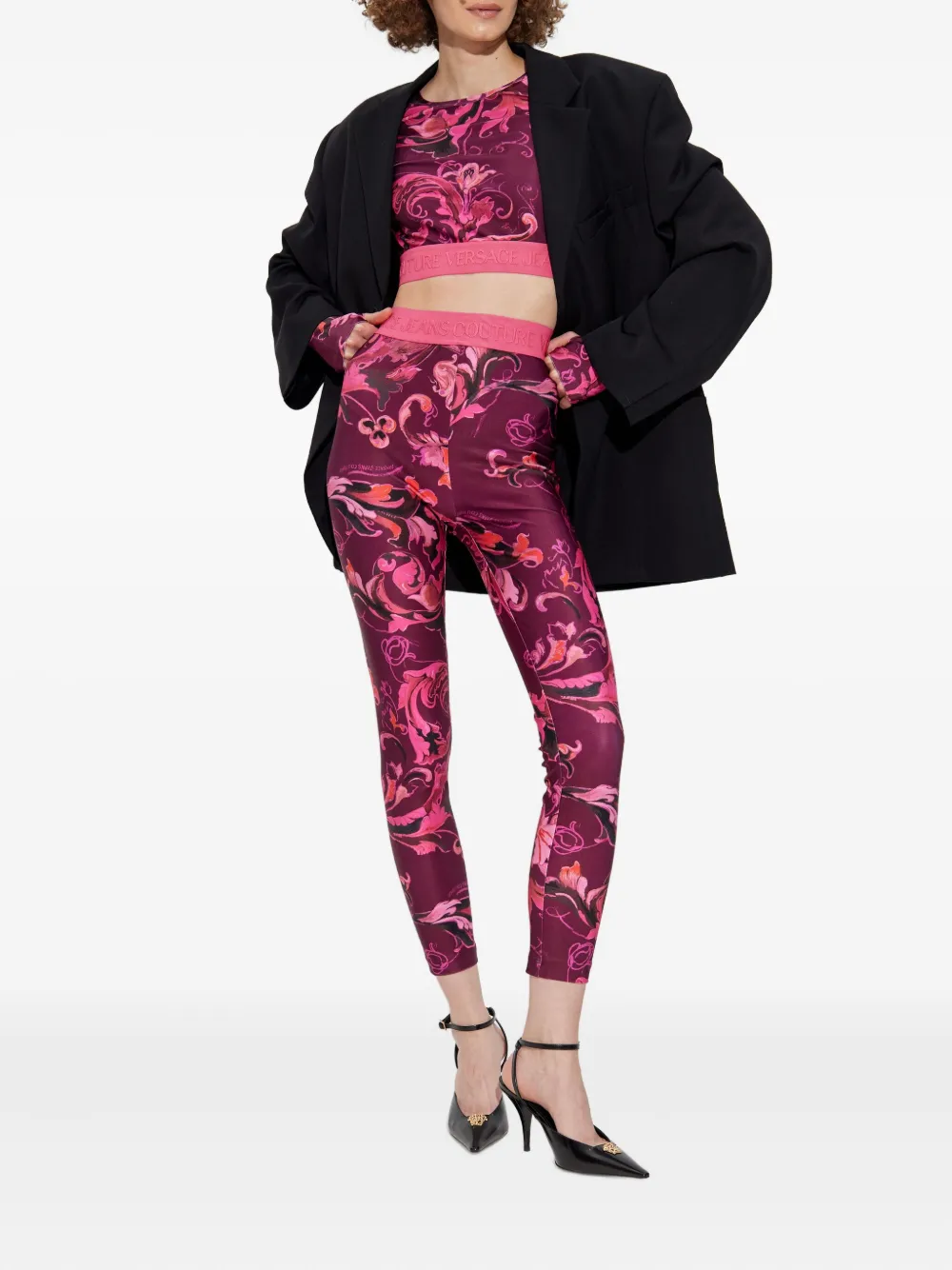 Versace Jeans Couture Barocco-print leggings Roze